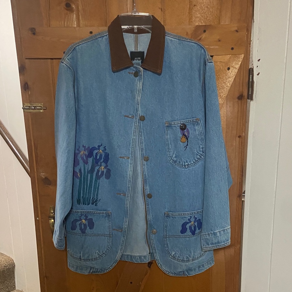 Denim Jacket with Floral Embroidery
